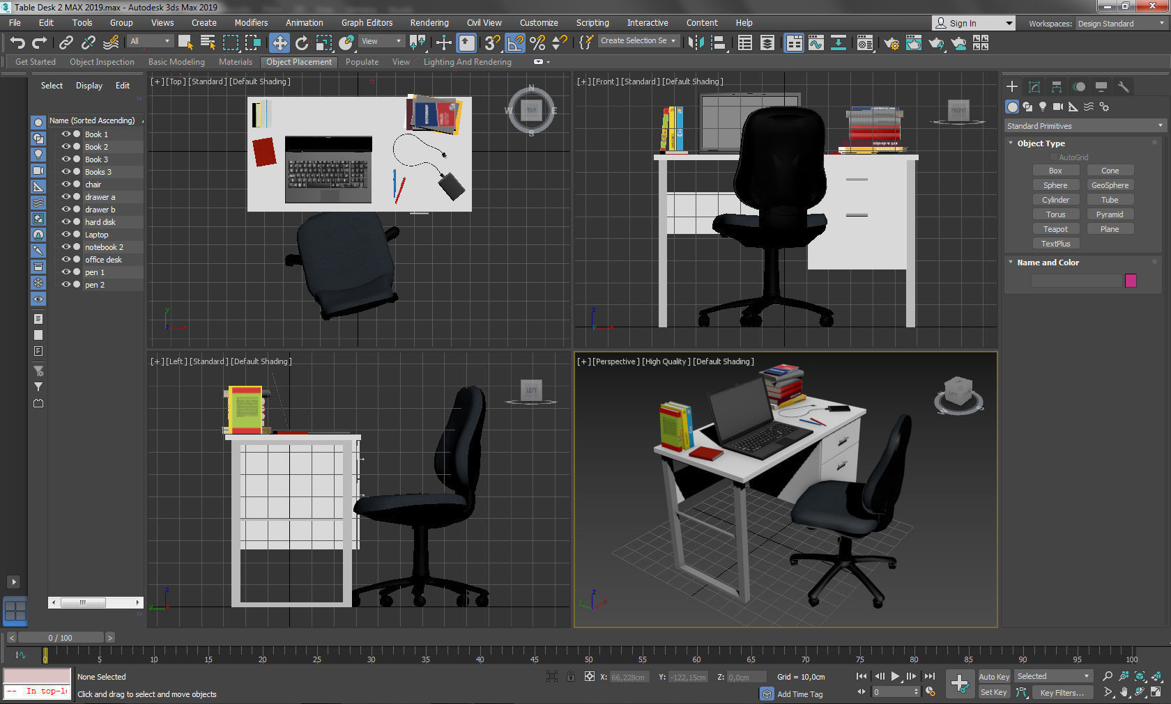 Table Desk 2 Low-poly 3D model_12