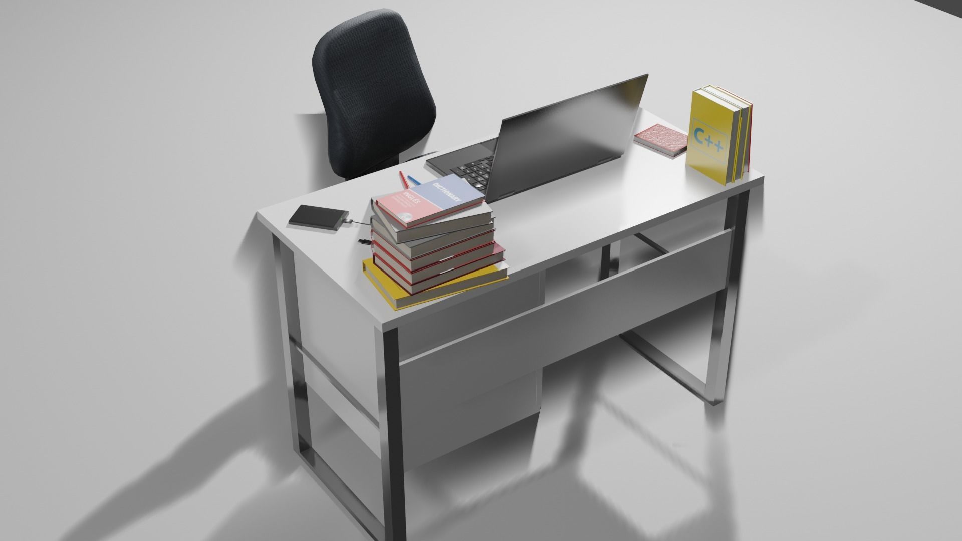 Table Desk 2 Low-poly 3D model_9