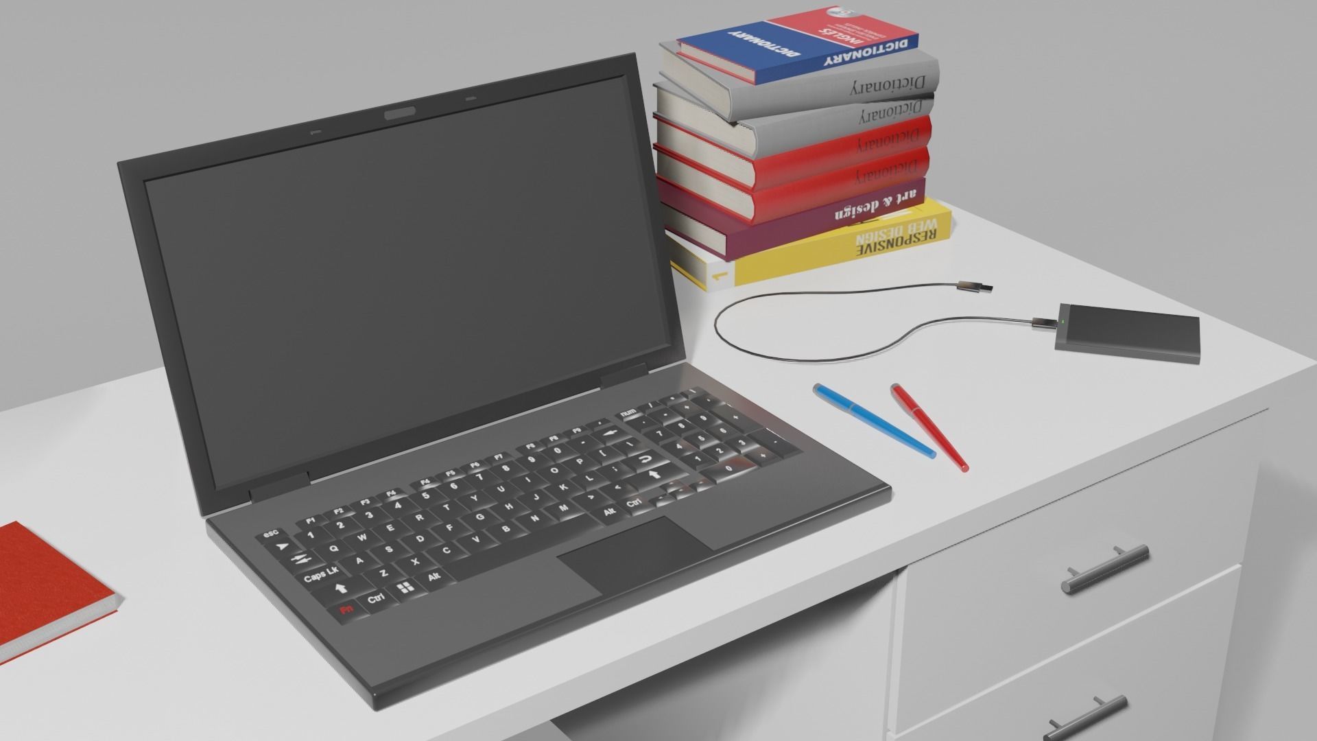 Table Desk 2 Low-poly 3D model_7