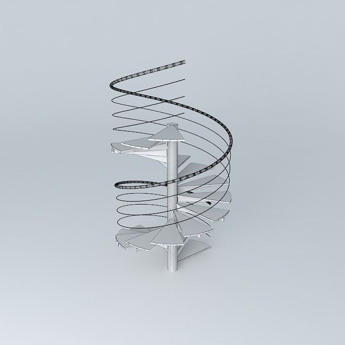 Spiral staircase with handrails Free 3D model_3