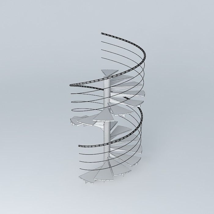 Spiral staircase with handrails Free 3D model_4