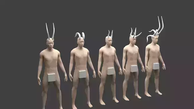 5 HORNS group of mannequins with different heads