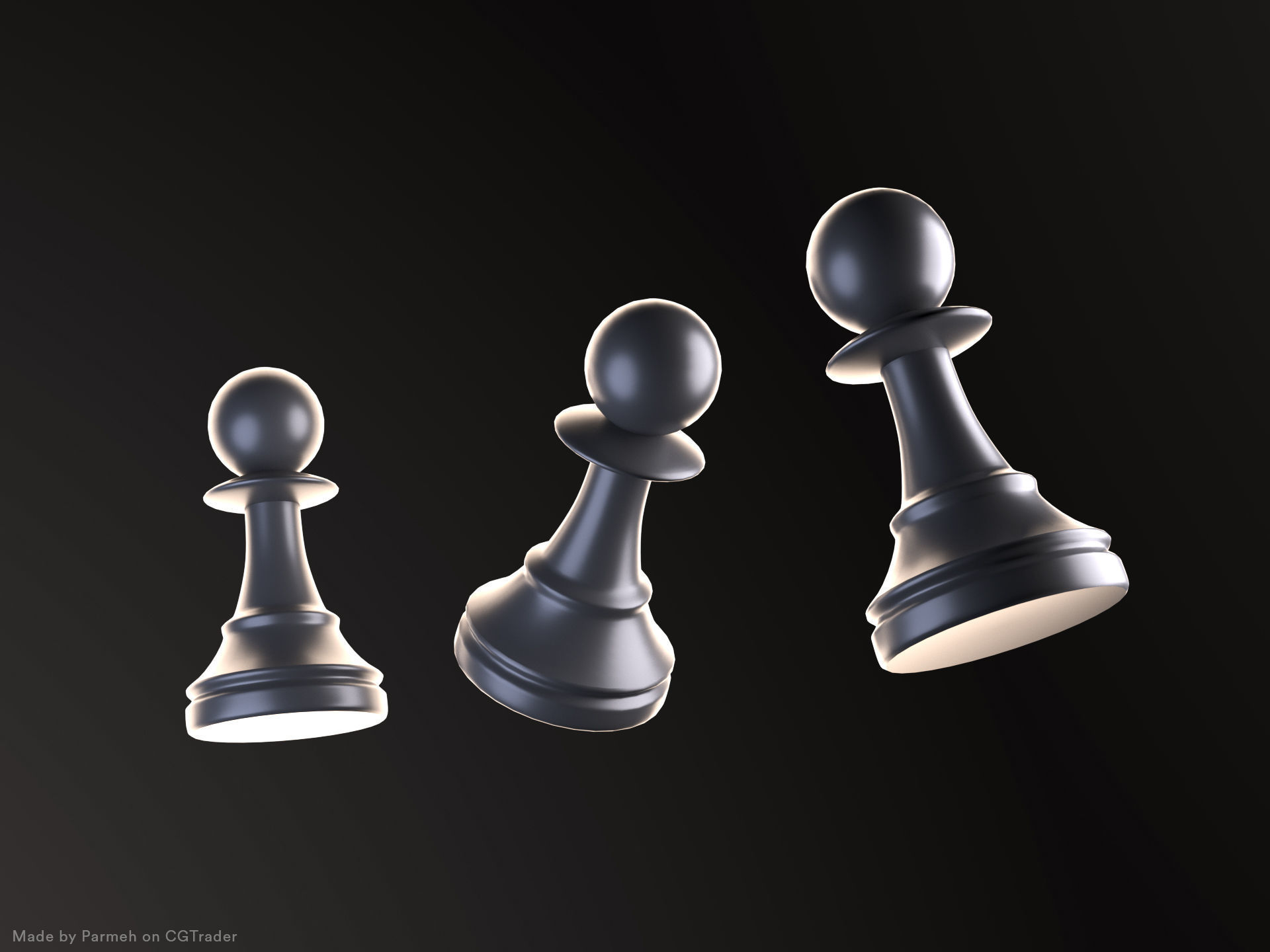 Pawn and Queen 3D model_4