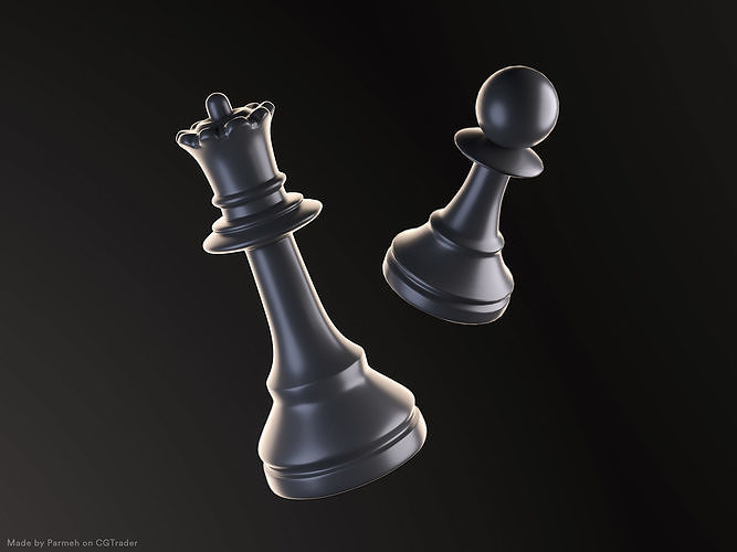 Pawn and Queen 3D model