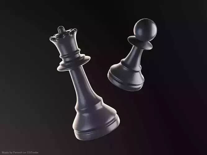 Pawn and Queen 3D model