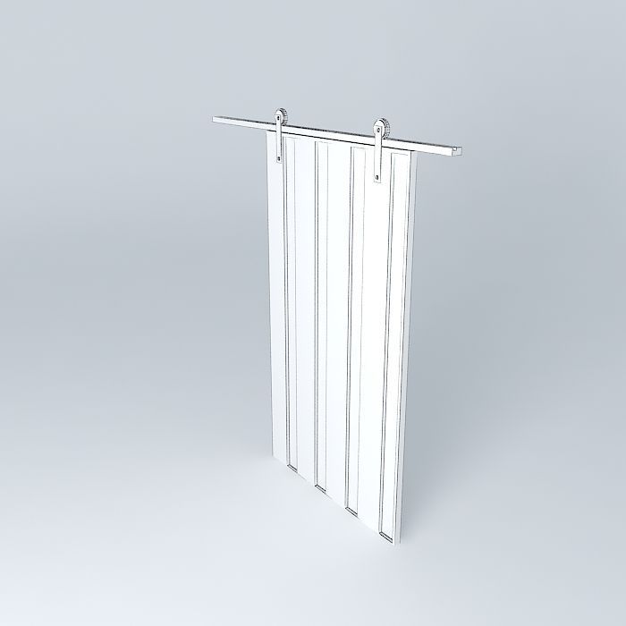 Sliding Door w / rail and support with pulleys Free 3D model_4