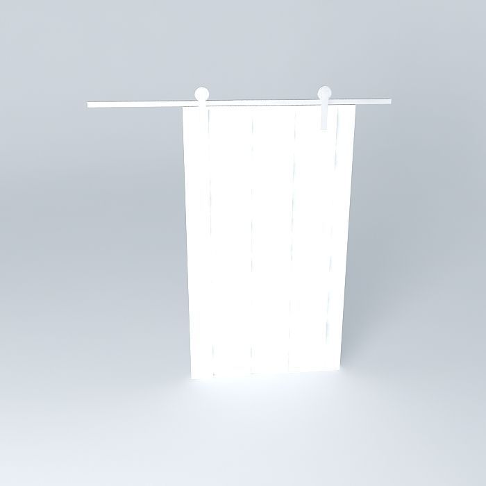Sliding Door w / rail and support with pulleys Free 3D model_2