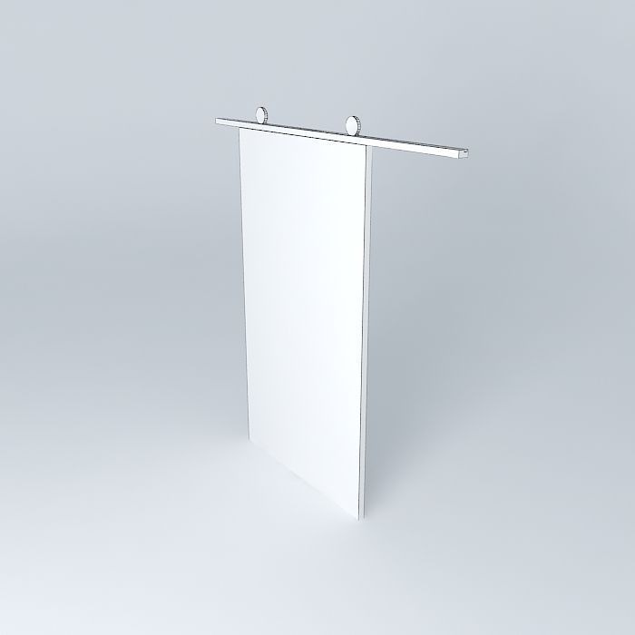 Sliding Door w / rail and support with pulleys Free 3D model_3