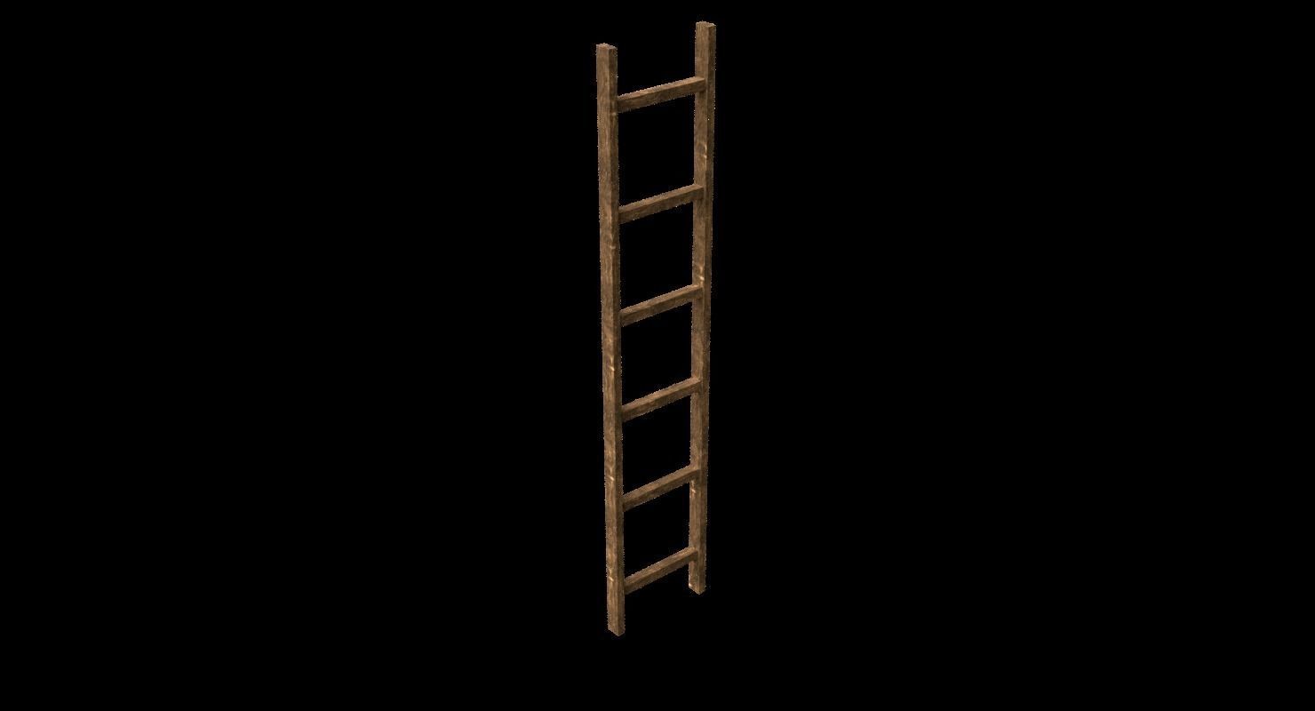 New and old wooden ladder Low-poly 3D model_21