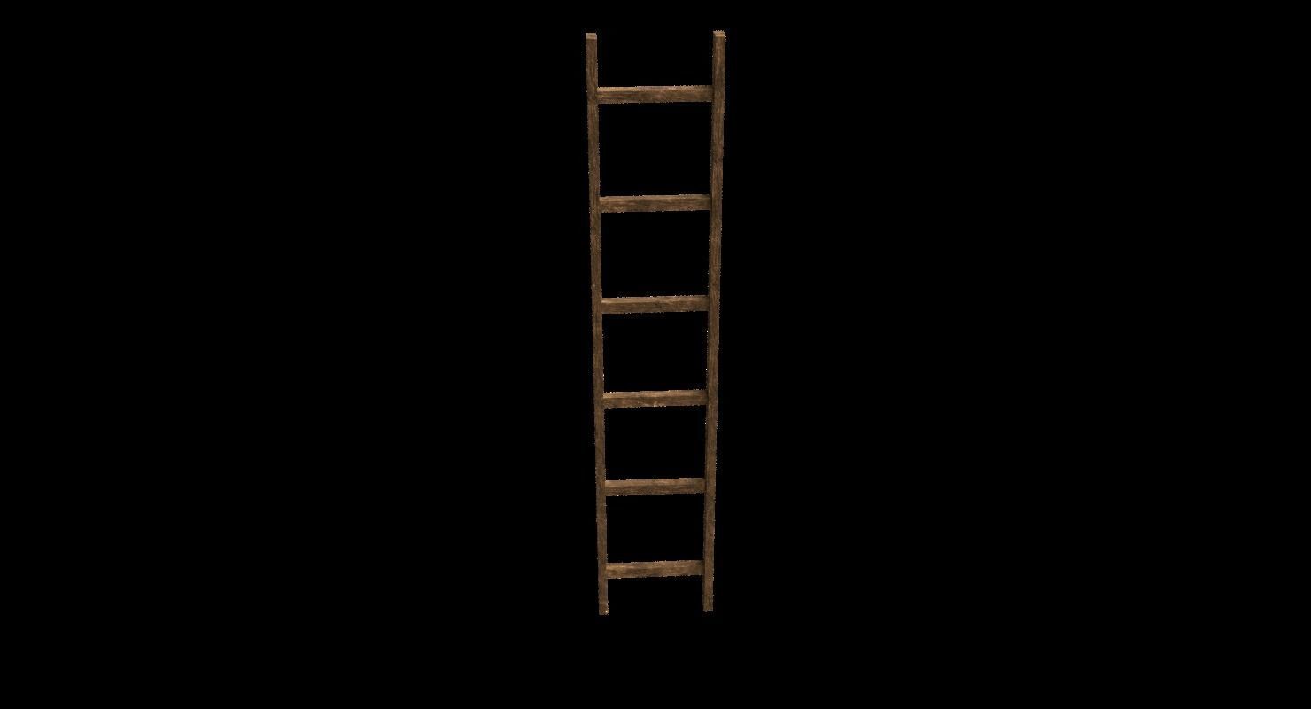 New and old wooden ladder Low-poly 3D model_3