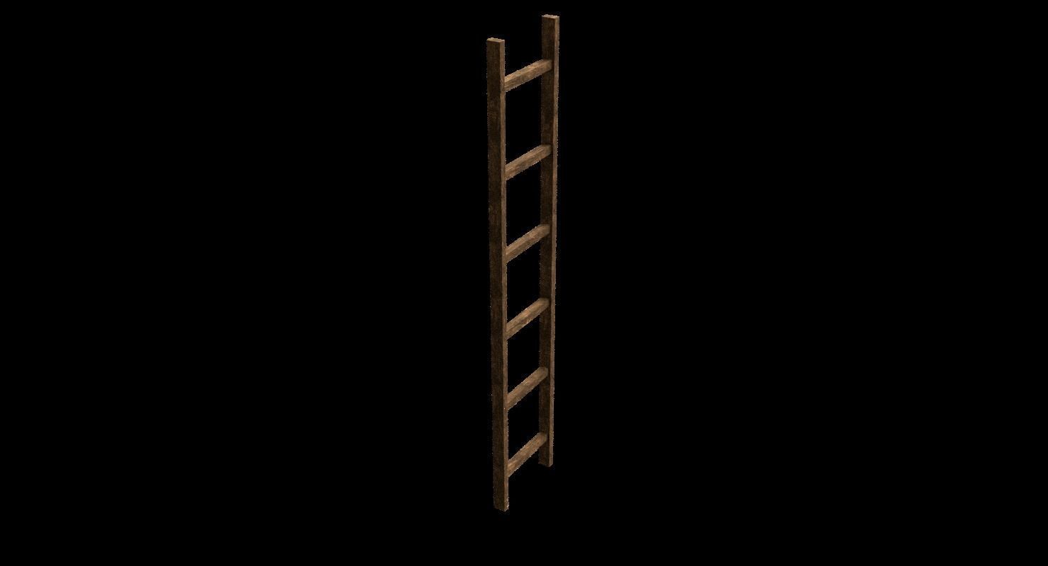 New and old wooden ladder Low-poly 3D model_8