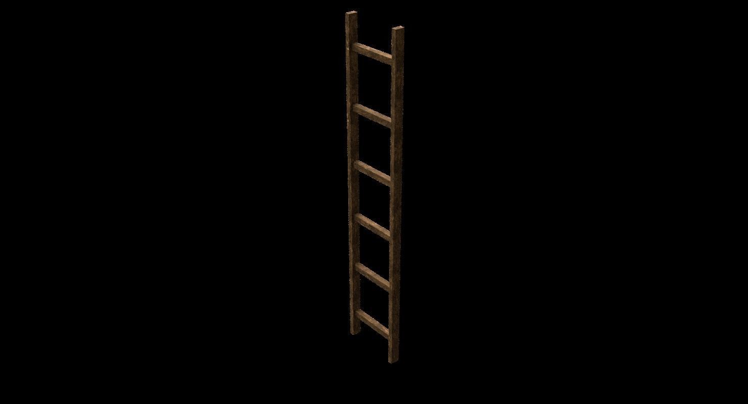 New and old wooden ladder Low-poly 3D model_14