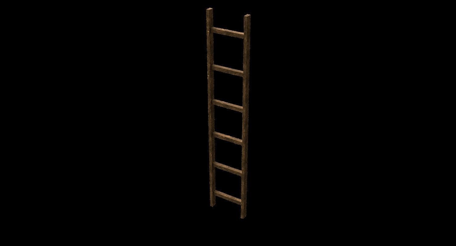 New and old wooden ladder Low-poly 3D model_15