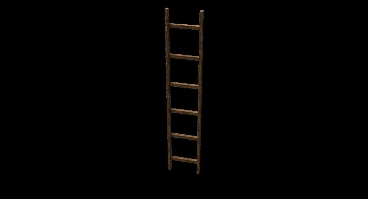 New and old wooden ladder Low-poly 3D model_16
