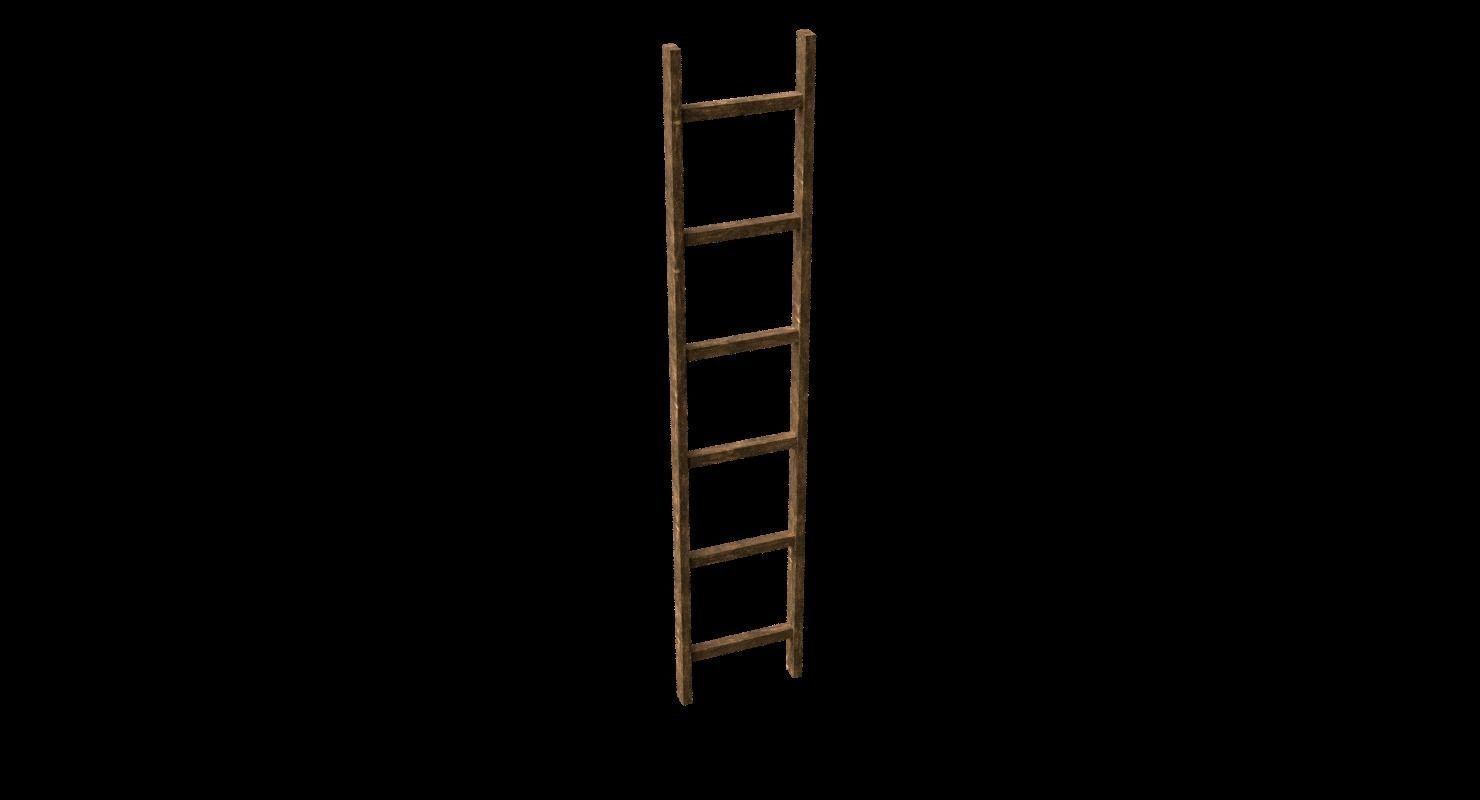 New and old wooden ladder Low-poly 3D model_19