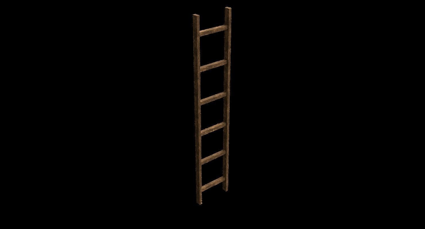 New and old wooden ladder Low-poly 3D model_6