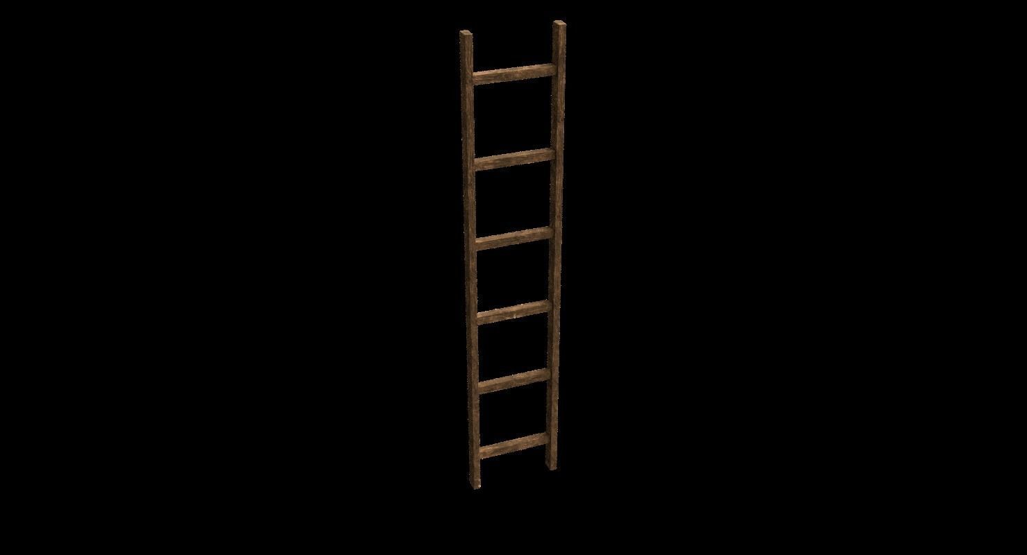 New and old wooden ladder Low-poly 3D model_5