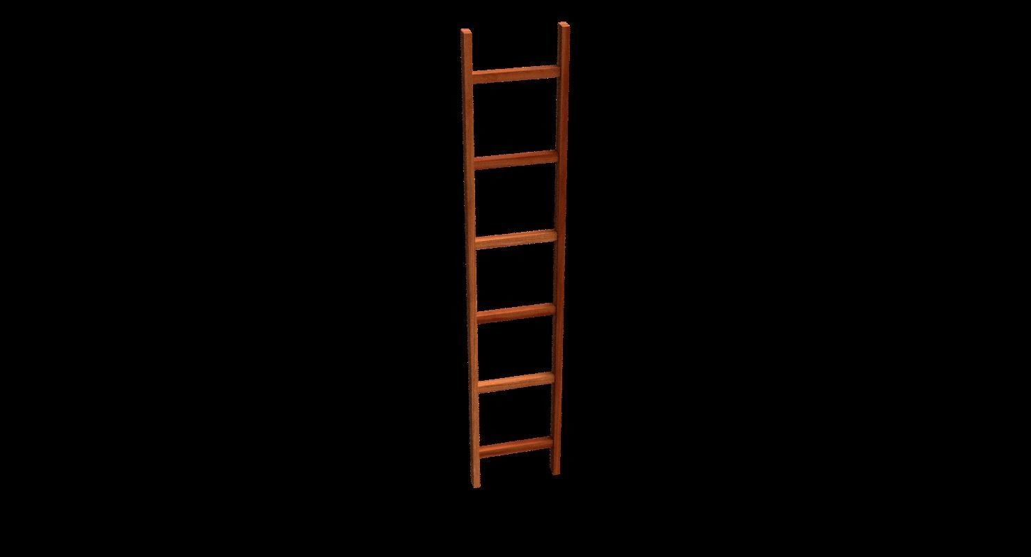 New and old wooden ladder Low-poly 3D model_4