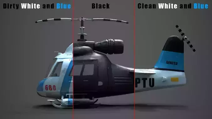Low poly Game-ready cartoon Helicopter Low-poly 3D model