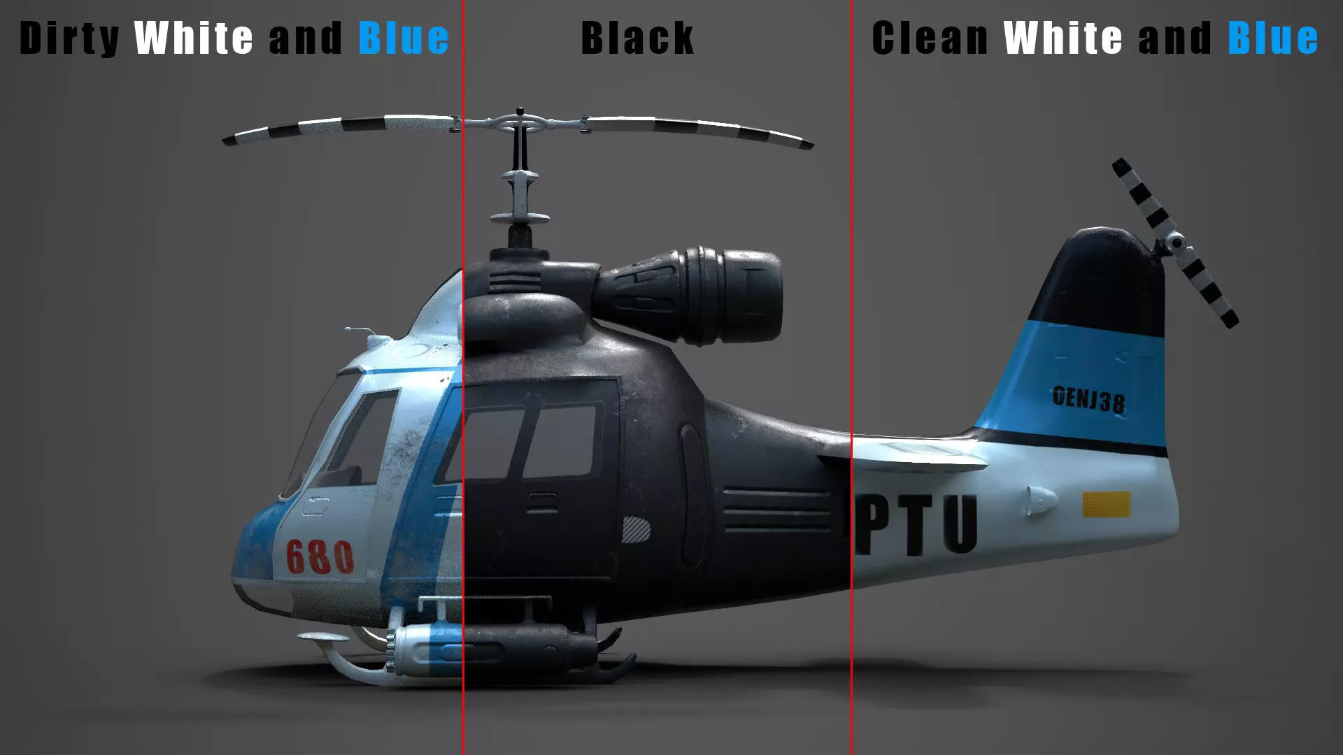 Low poly Game-ready cartoon Helicopter Low-poly 3D model_0