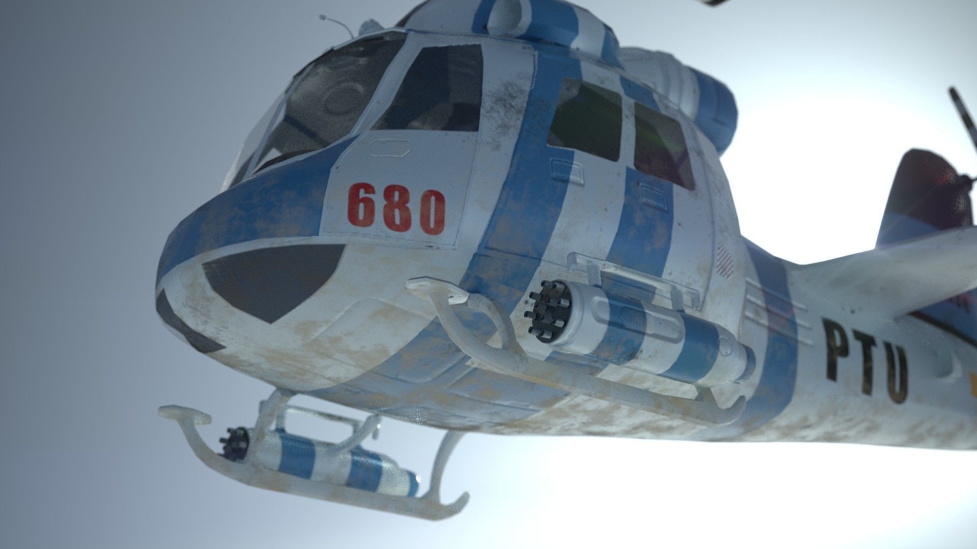 Low poly Game-ready cartoon Helicopter Low-poly 3D model_16