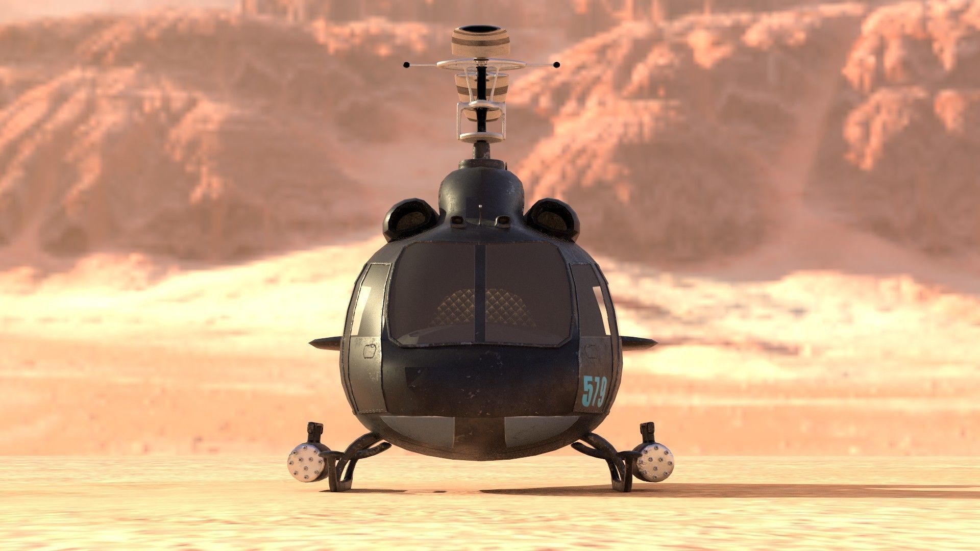 Low poly Game-ready cartoon Helicopter Low-poly 3D model_5