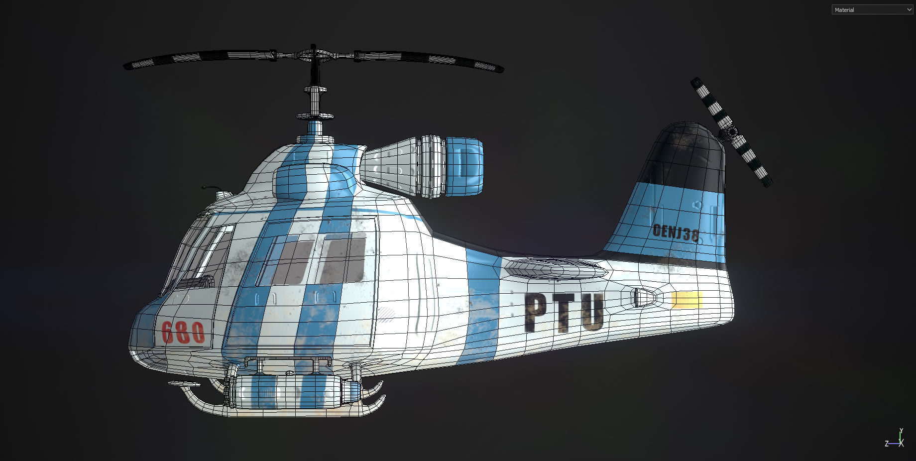 Low poly Game-ready cartoon Helicopter Low-poly 3D model_18