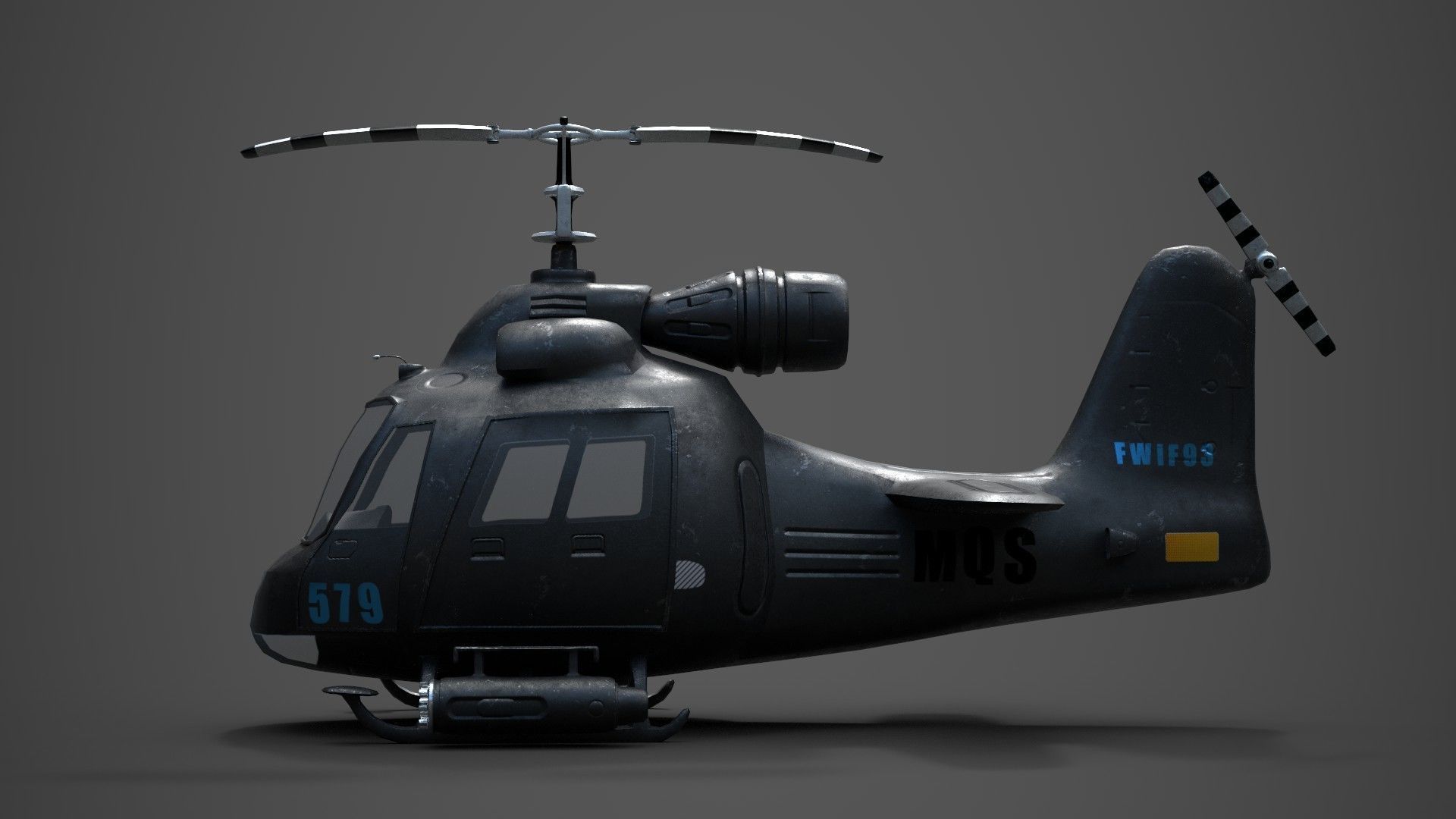 Low poly Game-ready cartoon Helicopter Low-poly 3D model_13
