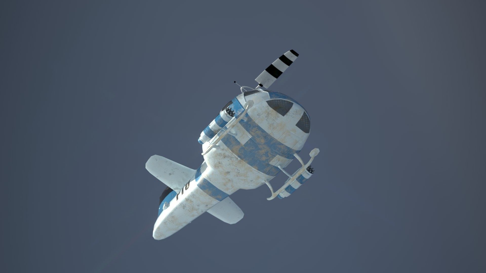 Low poly Game-ready cartoon Helicopter Low-poly 3D model_23