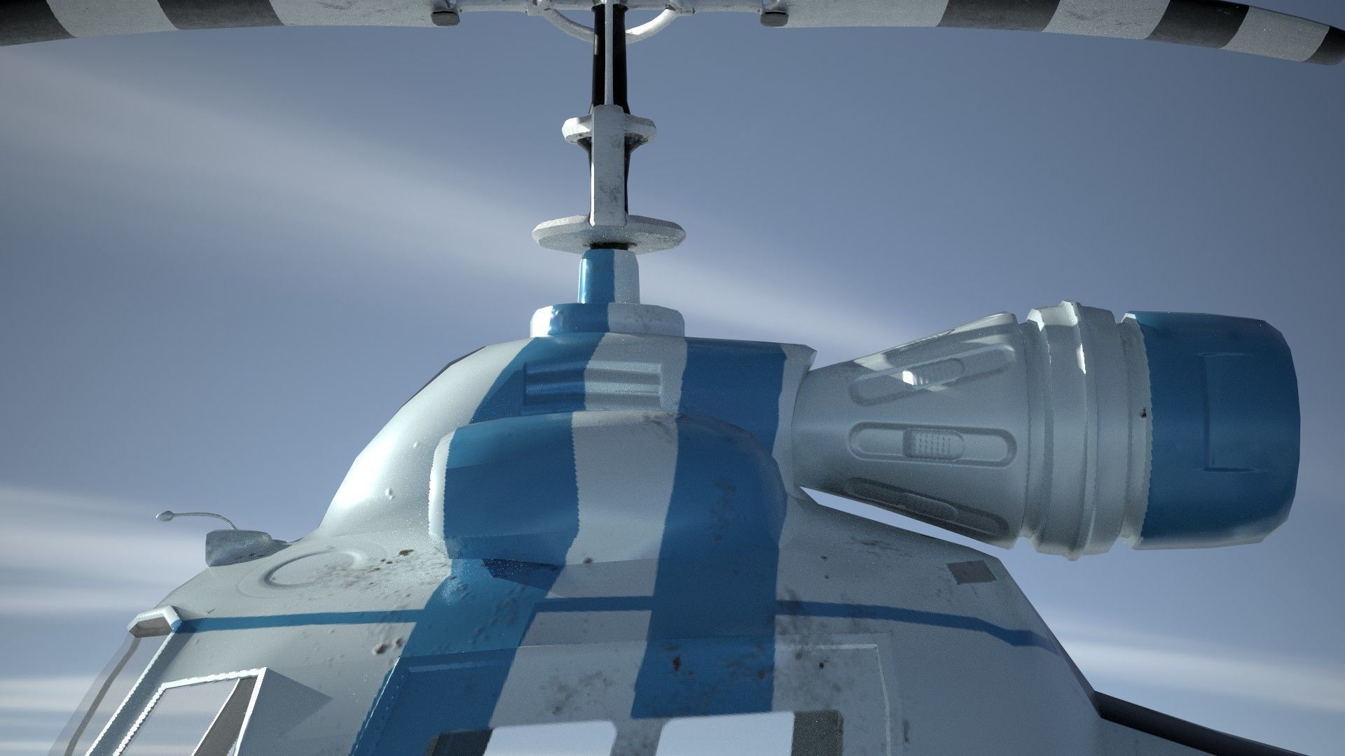 Low poly Game-ready cartoon Helicopter Low-poly 3D model_21