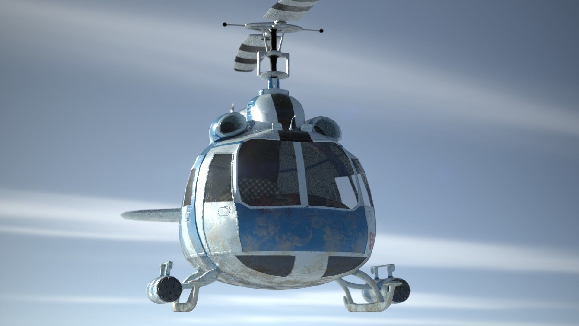 Low poly Game-ready cartoon Helicopter Low-poly 3D model_24