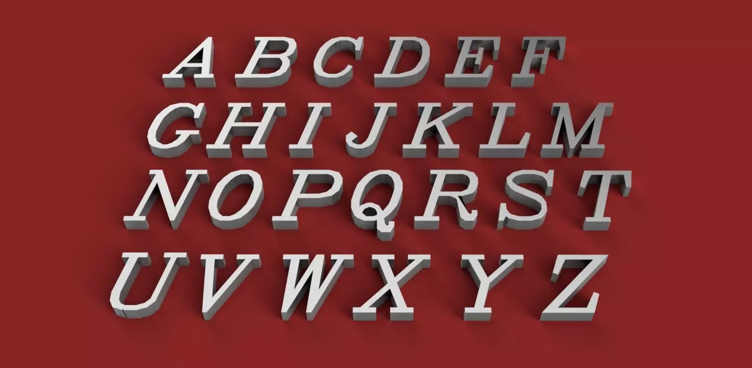 ITALIC font uppercase and lowercase 3D Letters STL FILE 3D print model_0