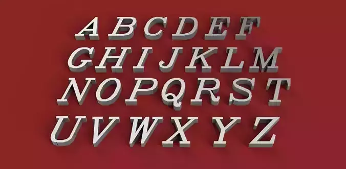 ITALIC font uppercase and lowercase 3D Letters STL FILE 3D print model