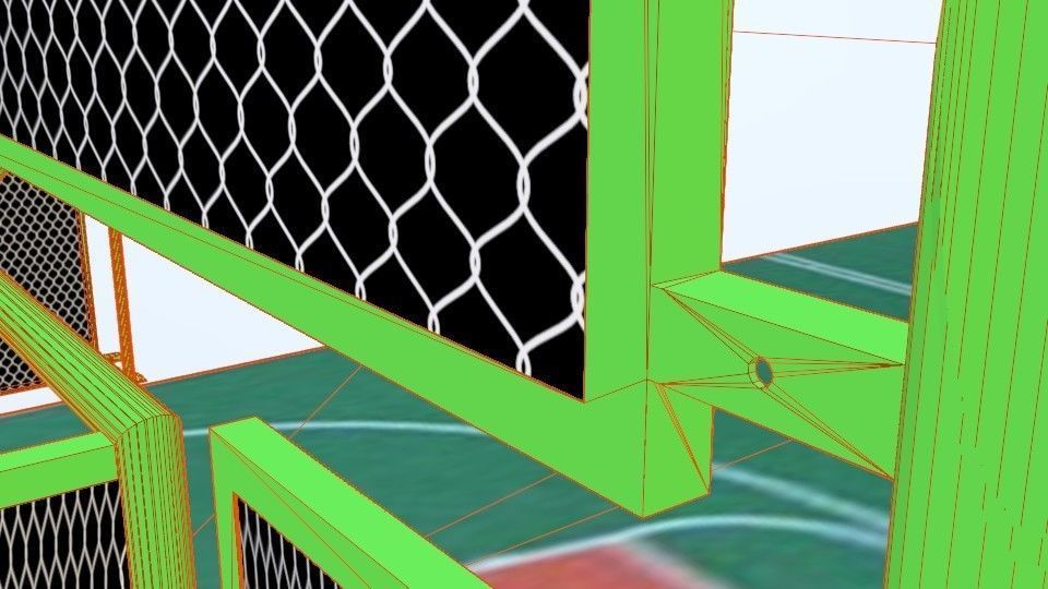 basketball court with metal mesh 3D model_8