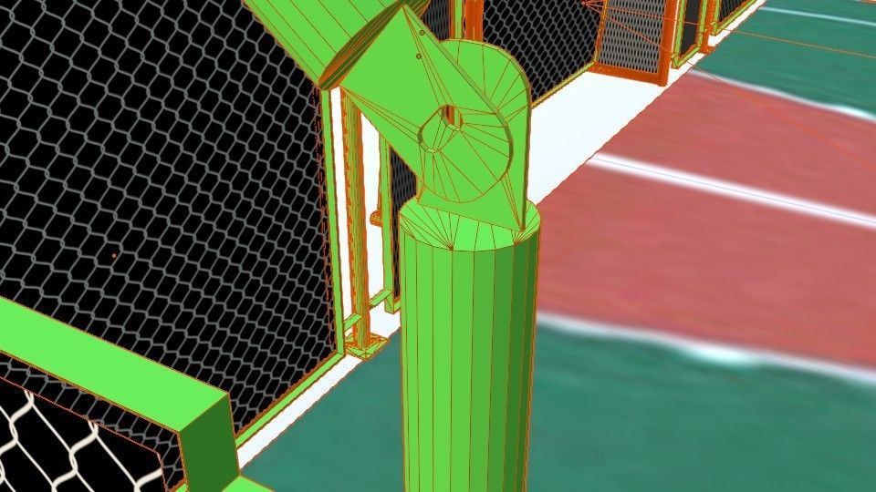 basketball court with metal mesh 3D model_6
