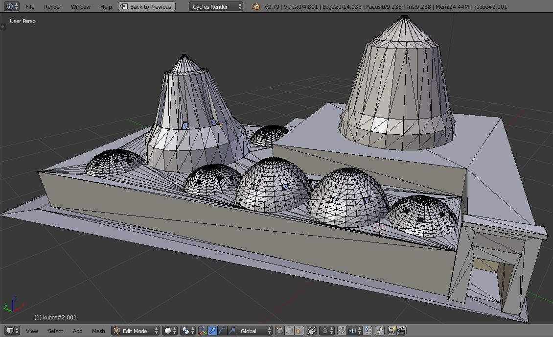 hamam building Low-poly 3D model_3