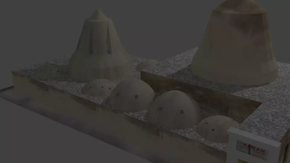 hamam building Low-poly 3D model_0
