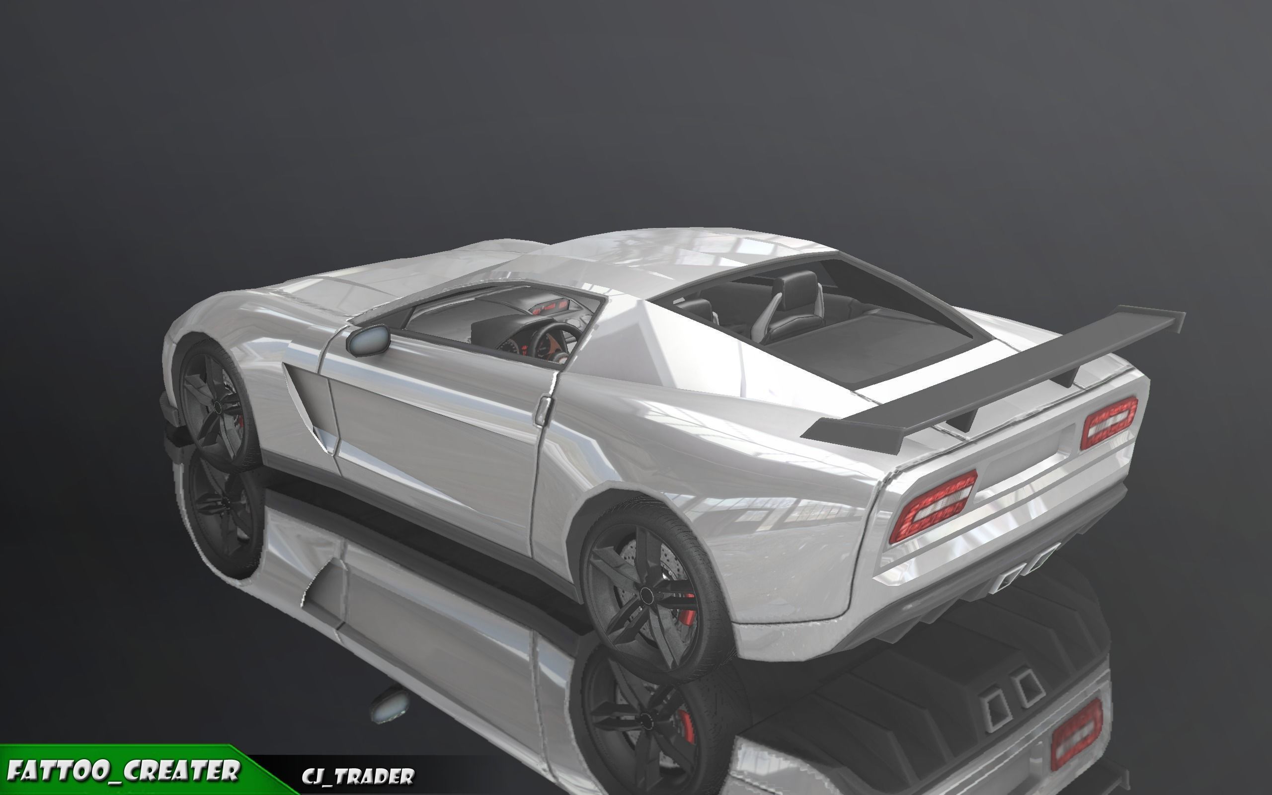 Lowpoly Super Racing Car Concept 3D Model Low-poly 3D model_5