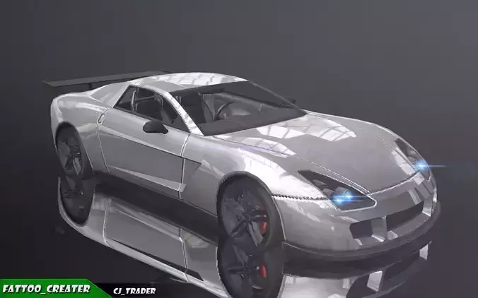 Lowpoly Super Racing Car Concept 3D Model Low-poly 3D model