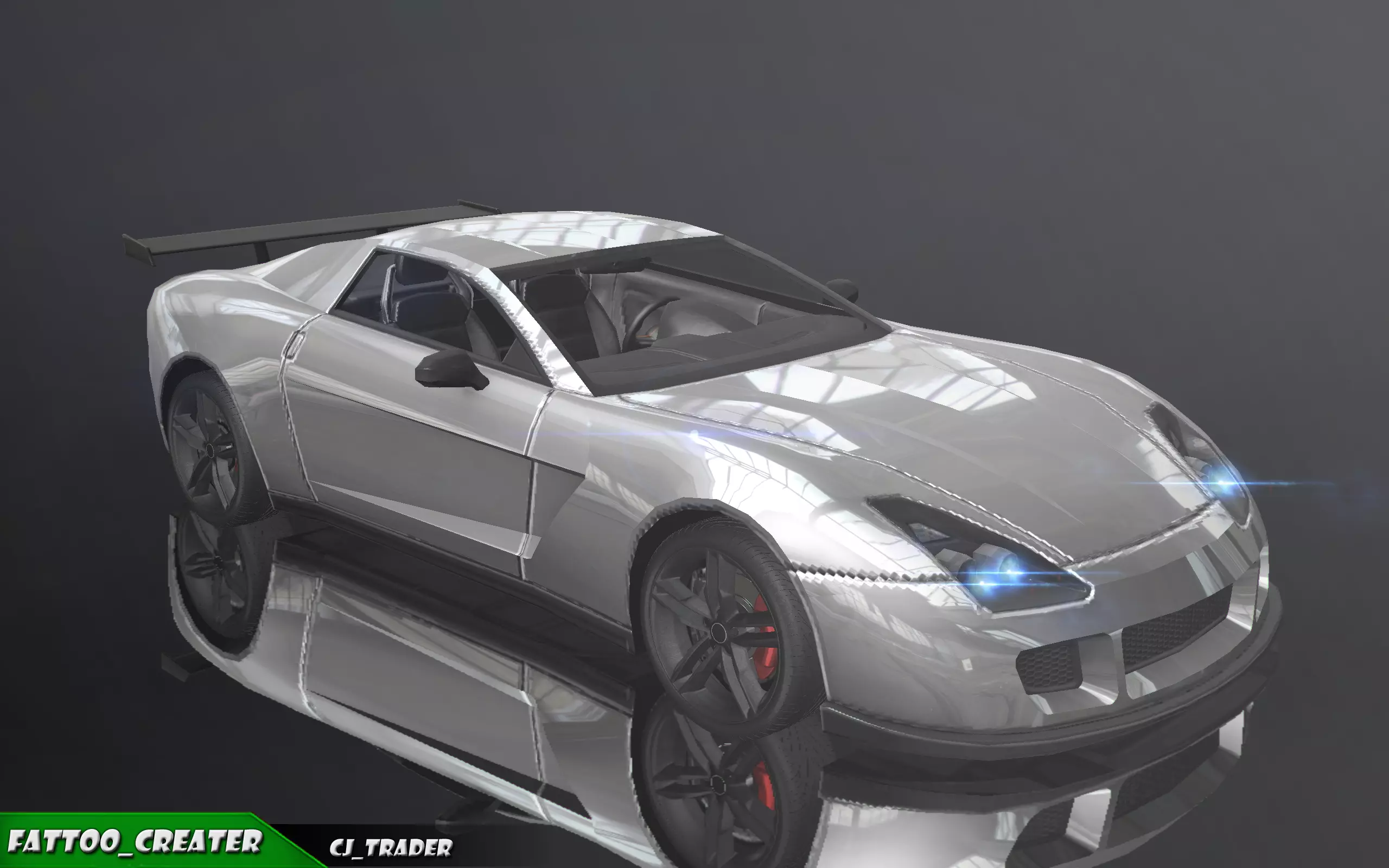 Lowpoly Super Racing Car Concept 3D Model Low-poly 3D model_0