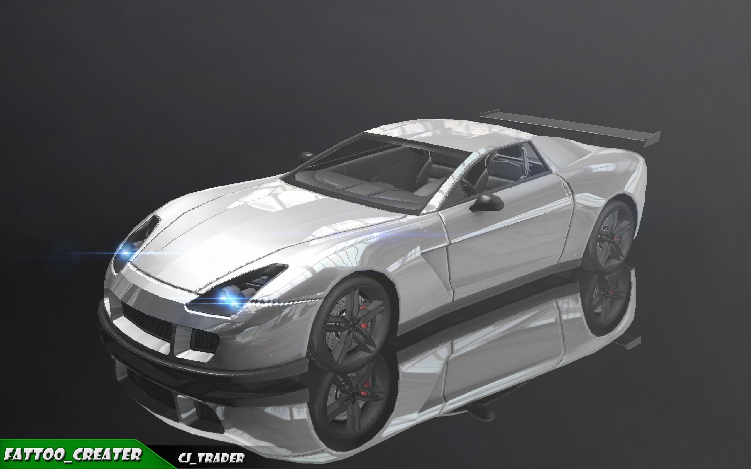 Lowpoly Super Racing Car Concept 3D Model Low-poly 3D model_6