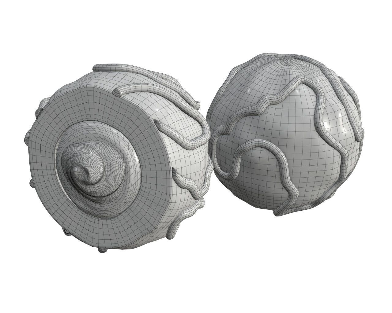 Chocolate candy whole and half 3D model_5