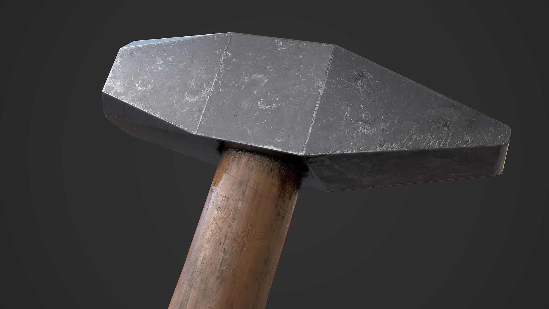 Old Damaged Hammer AAA Game Ready Prop Asset Low-poly 3D model_7