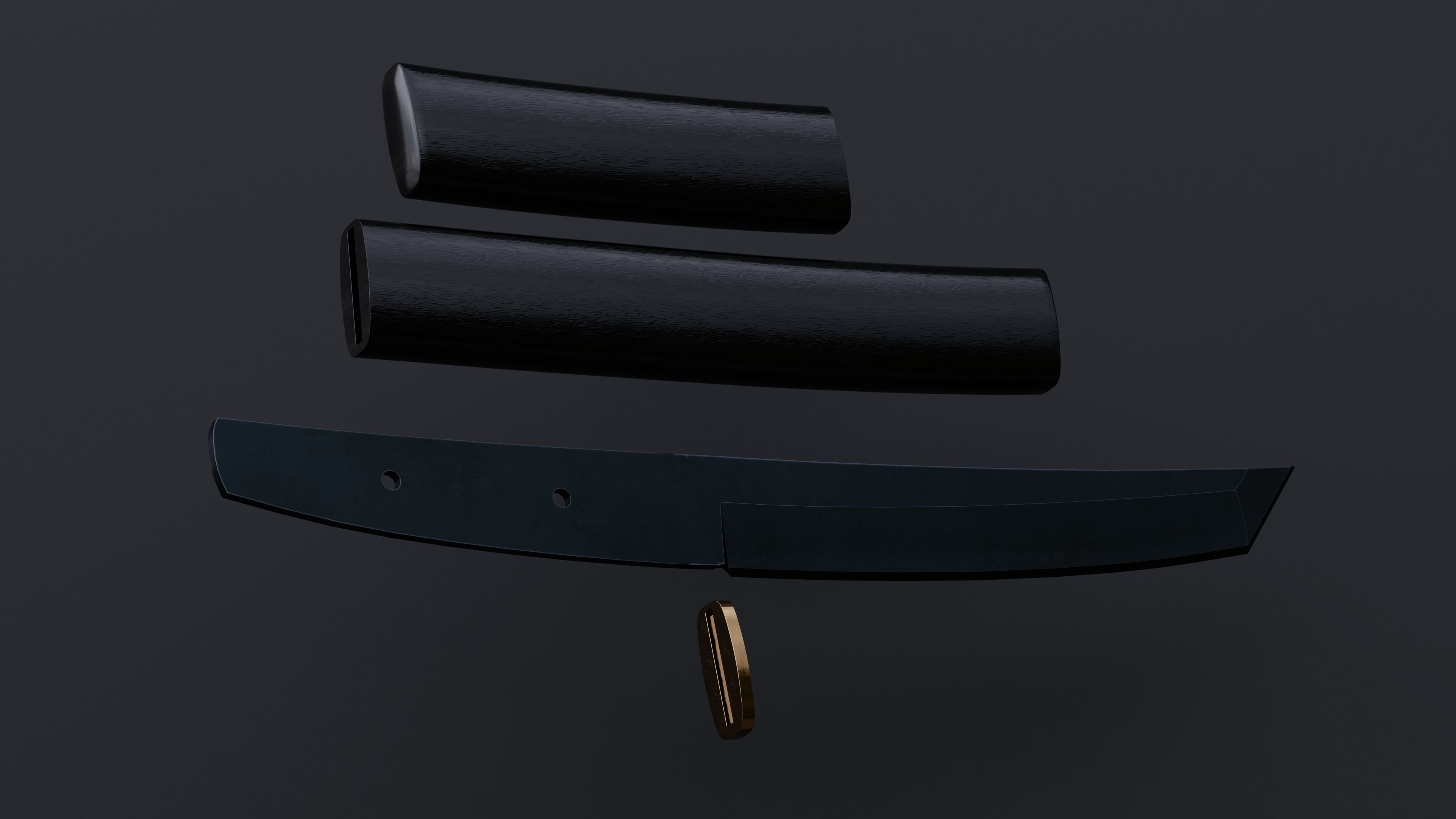 Tanto - knife Low-poly 3D model_3