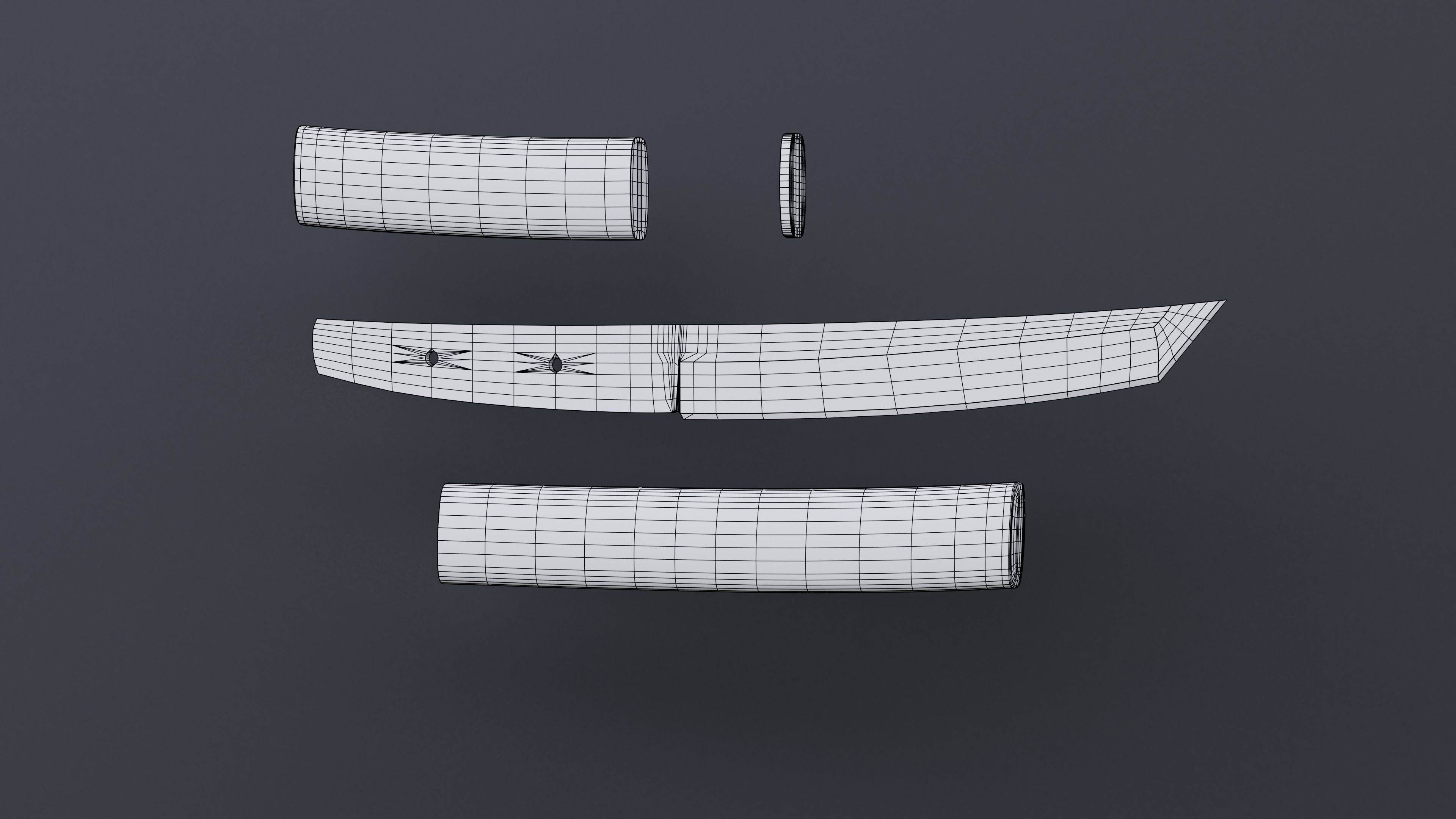 Tanto - knife Low-poly 3D model_5
