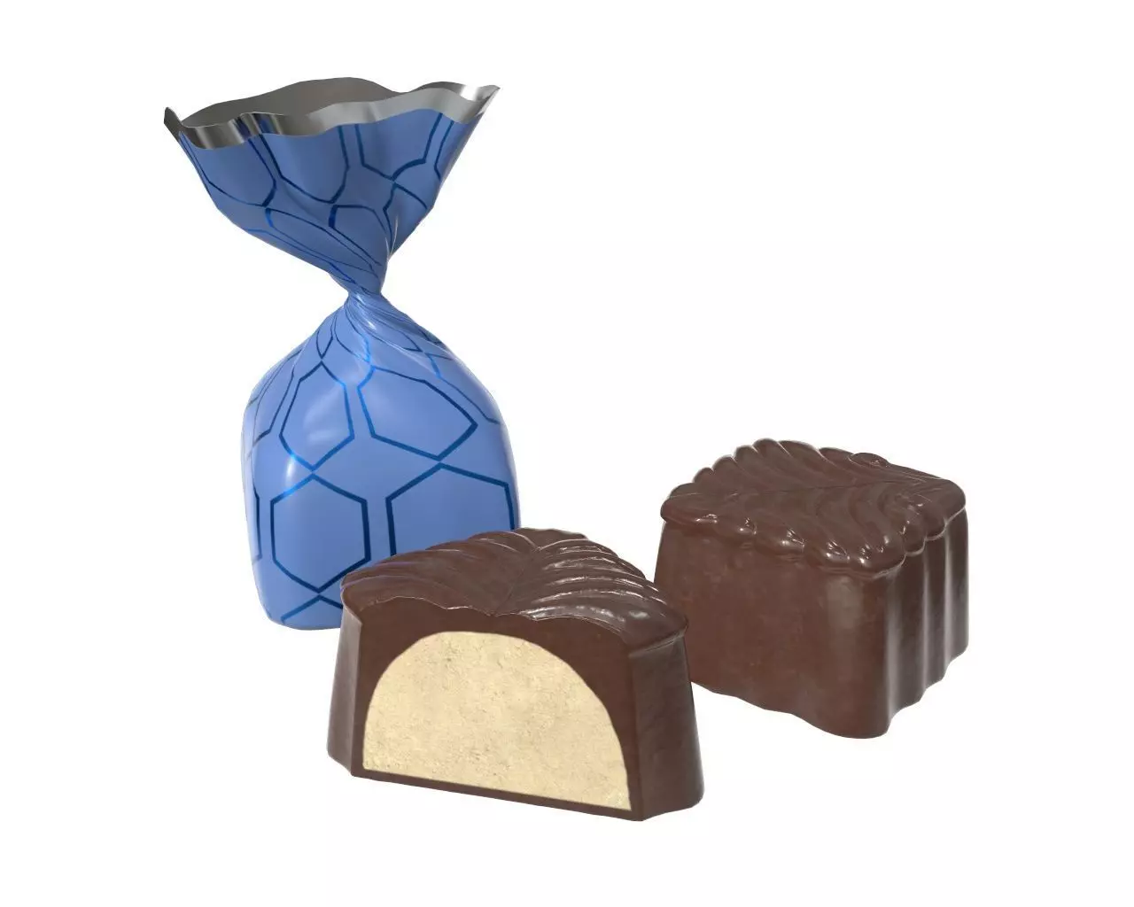 Blank food candy chocolate plastic package wrap mock up 04 3D model_0