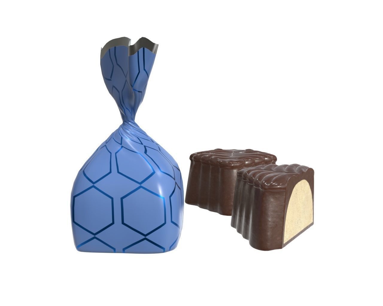 Blank food candy chocolate plastic package wrap mock up 04 3D model_2