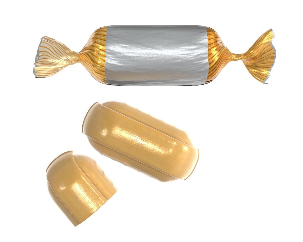 Blank food candy plastic package wrap mock up 3D model_4