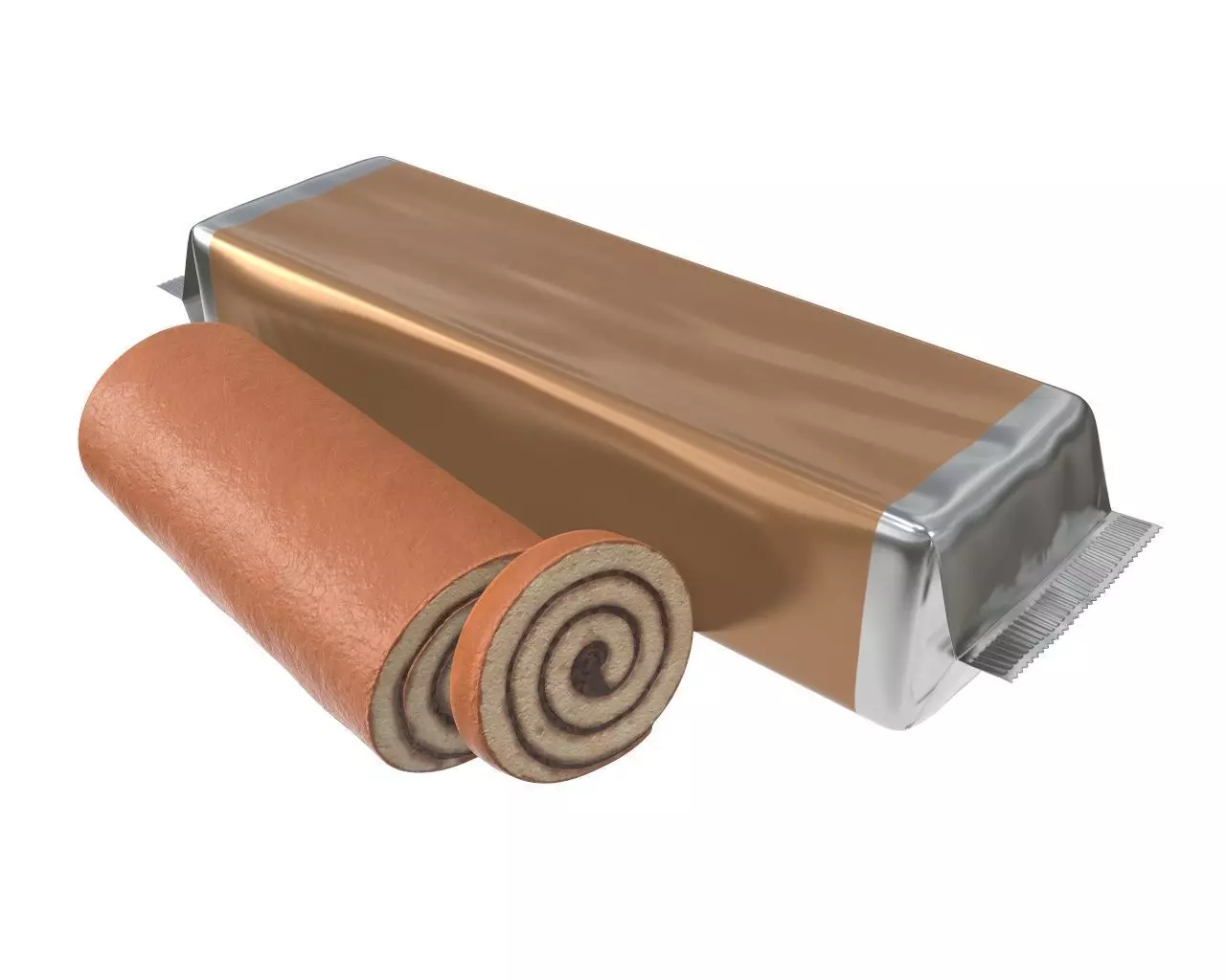 Blank package with sponge cake roll mock up 3D model