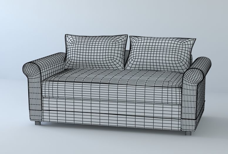 Low poly fabric sofa in a slightly primitive style Low-poly 3D model_9